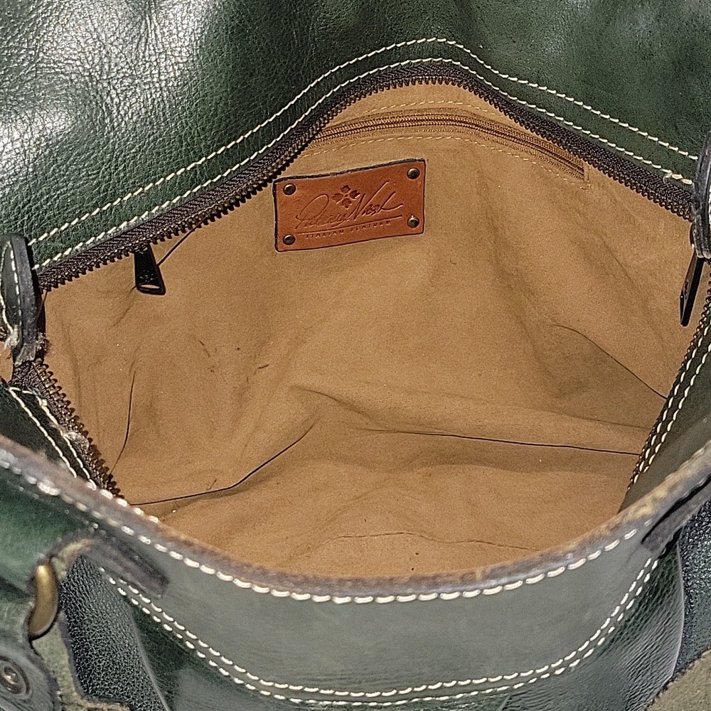 Patricia Nash Dark Green Leather Napoli Satchel Handbag Purse Tote - Picture 14 of 16